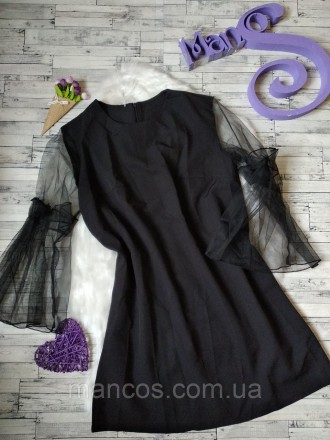 Платье женское черное с рукавами из фатина сетка размер 50-52 XL-XXL. Кривой Рог. фото 1 Платье женское черное с рукавами из фатина сетка размер 50-52 XL-XXL. Кривой Рог. фото 1