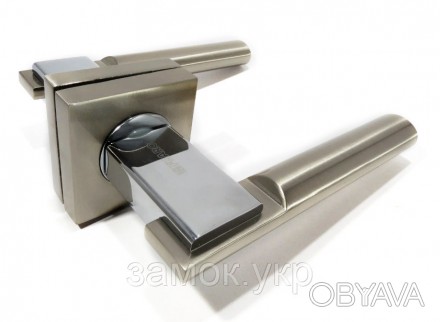  Ручка на дверь с квадратной розеткой Fuaro Jazz KM SN/CP-3 матовый никель/хром
. . фото 1
