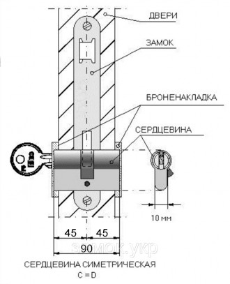 Цилиндровый механизм Iseo R90 Gera 90мм 40х50 ключ/ключ хром (Италия)
 
 Цилиндр. . фото 3