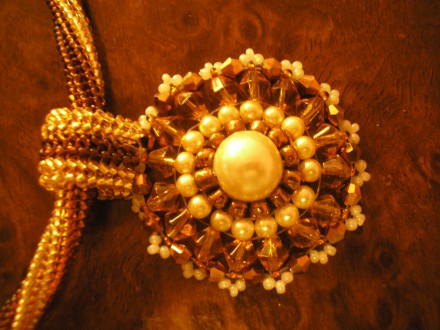 Колье, серьги и браслет "Медное с золотым".Выполнен из чешского бисера. . фото 4