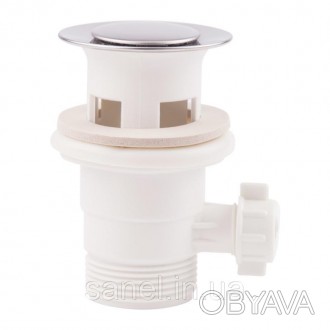 Донный клапан Qtap L01 выполнен из пластика с белой фурнитурой и хромированной к. . фото 1