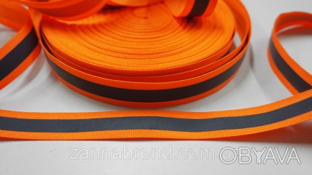 Светоотражающая лента 2 см оранжевого цвета. . фото 1