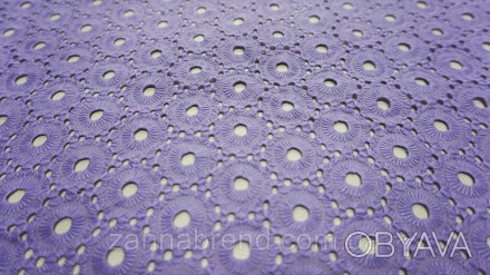 Ткань прошва с геометрическим узором "Солнышко" фиолетовый цвет - 100% хлопковый. . фото 1