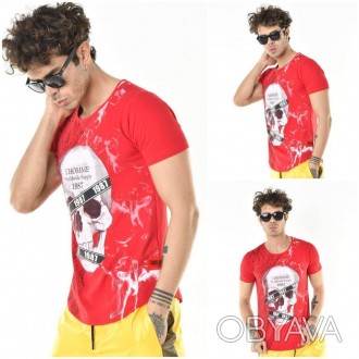 
Красная мужская футболка с рисунком. Размеры: S, M, L, XL. Состав: 95%Cotton 5%. . фото 1