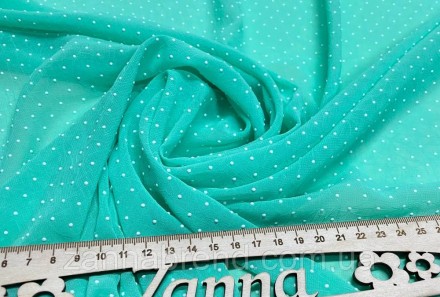 Ткань легкий мятный шифон в мелкий горошек "Пупырышки". Харьков. фото 1