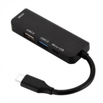USB HUB Type-C hi-speed 2*USB + 4K HDMI + Microusb хаб чорний. Киев. фото 1 USB HUB Type-C hi-speed 2*USB + 4K HDMI + Microusb хаб чорний. Киев. фото 1