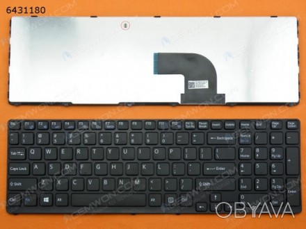 Клавиатура для ноутбуков Sony Vaio SVE15 Series черная с серой рамкой, с подсвет. . фото 1