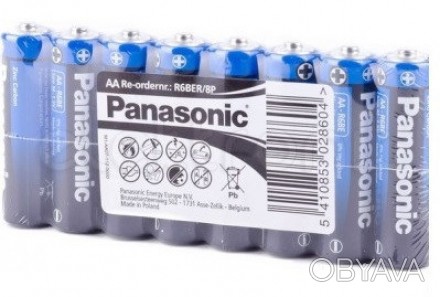 Батарейка АА Panasonic General Purpose R6 Tray 8 ZINK-CARBON R06 упаковка из 8 ш. . фото 1