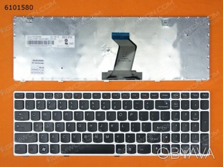 Клавиатура для ноутбуков Lenovo IdeaPad G580, V580, Z580 Series черная с белой р. . фото 1