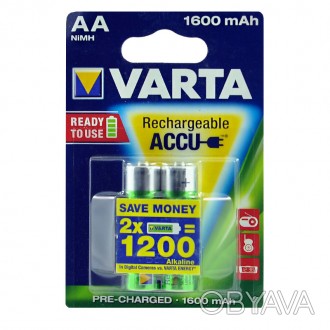 Акумулятор VARTA Longlife RECHARGEABLE ACCU AA 1600mAh BLI 2 NI-MH R6
 
Упаковка. . фото 1