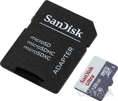 Карта памяти SanDisk microSDXC Ultra 128GB Class 10 UHS-1 (с адаптером) (SDSQUNS. . фото 1