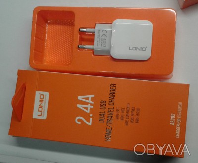 Зарядное 2 USB порта 2,4А LDNIO A2202 
Зарядное устройство с двойным USB-входом
. . фото 1