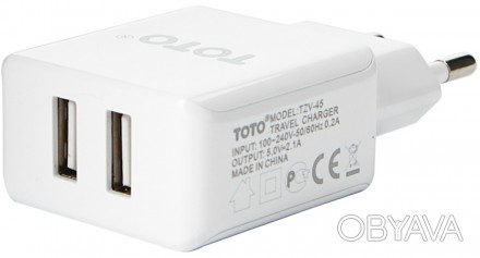 Сетевое зарядное устройство 2*USB 2.1A TOTO TZV-45 Travel charger белое
 
Оснаще. . фото 1