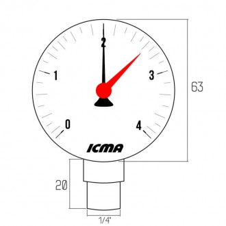 Манометр Icma 1/4" 0-10 бар, заднее подключение №243. . фото 3