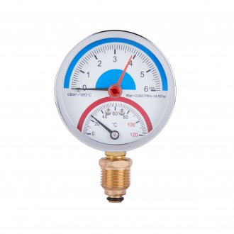 Термоманометр SD Plus 80 мм 1/2", нижнє підмикання SD1726B. Запоріжжя. фото 1 Термоманометр SD Plus 80 мм 1/2", нижнє підмикання SD1726B. Запоріжжя. фото 1