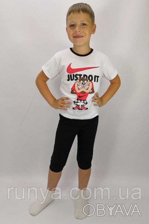 Летний детский костюм на мальчика футболка и бриджи "JUSTDOIT". В пошиве изделия. . фото 1