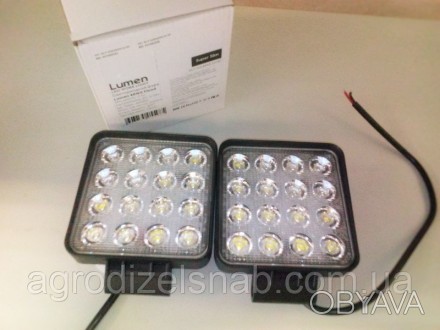 Фара светодиодная LED квадратная 48W, 16 лампочек, 110*164 мм, широкий луч 12/24. . фото 1