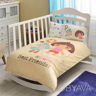 Комплект постельного белья в кроватку TAC Dora Best Friends Baby Ранфорс 
Произв. . фото 1