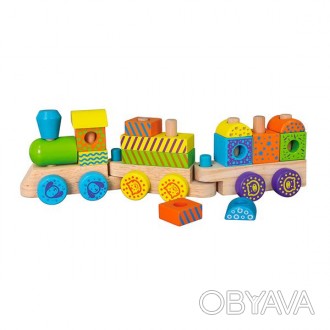 Збірний дерев'яний поїзд Viga Toys Кубики – це барвиста розвивальна іграшк. . фото 1