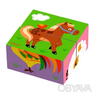 Пазл-кубики от Viga Toys Фермерские зверята помогут ребенку познавать мира в игр. . фото 1