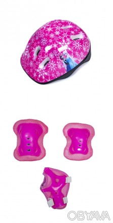 Детский защитный комплект розовый "Холодное сердце"
Защитный шлем можно использо. . фото 1
