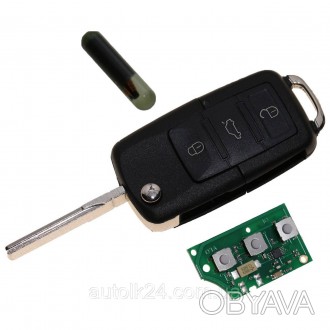 Выкидной ключ для автомобилей VOLKSWAGEN 3 Кнопки чип Id48 1J0 959 753 P, 1J0959. . фото 1