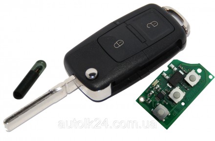 Автомобильный выкидной ключ 2 кнопки для VW, SKODA, SEAT 1J0 959 753 C, chip ID4. . фото 5
