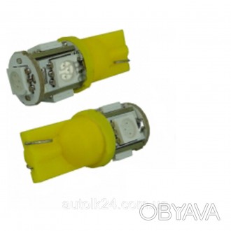 Led лампы W5W, T10 5Leds 5050SMD, 12V
	Цвет светодиода: Желтый
	Индикатор питани. . фото 1