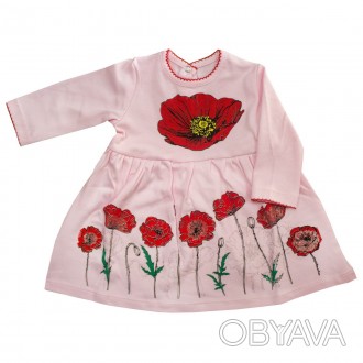 Платье Маки детское, рисунок - принт краской, сзади на застежке-кнопке
Ткань: ин. . фото 1