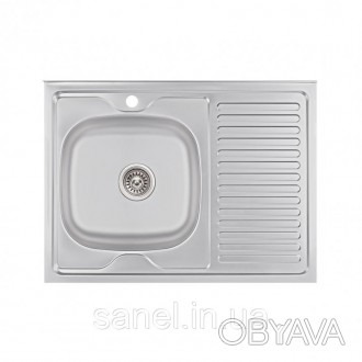 Кухонна мийка Lidz 6080-L 0,6 мм Satin виготовлена з високоякісної нержавіючої с. . фото 1