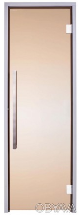 Стеклянная дверь для хамама Greus Exclusive 700х1900 мм 2 петли из алюминиевой к. . фото 1