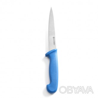 Профессиональный нож HACCP для разделки рыбы. Синяя ручка позволяет легче распоз. . фото 1