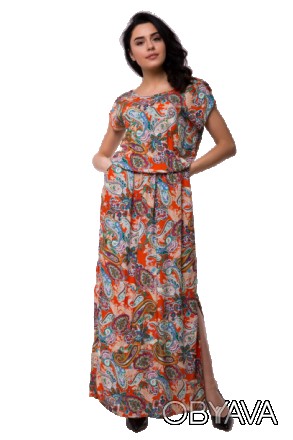 
Летнее длинное платье прямого покроя и разрезом с левой стороны (40 см) выгляди. . фото 1
