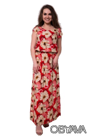 
Длинное летнее платье в пол прямого кроя с цветочным принтом на резинке D56S-6
. . фото 1