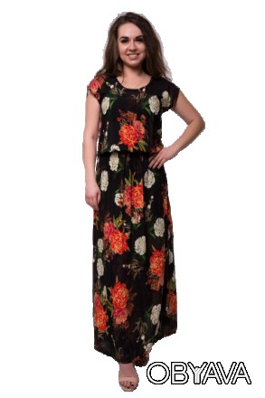 
Летнее красивое длинное платье прямого покроя с цветочным принтом выглядит очен. . фото 1
