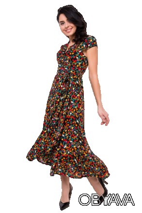 
Летнее платье на запахе с асимметричной юбкой цветочный принт C5100S-2 черное
С. . фото 1