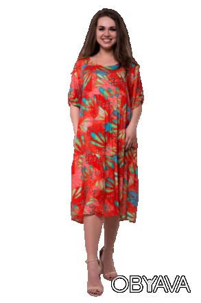 
Свободное легкое платье трапециевидного силуэта с нежным цветочным принтом выпо. . фото 1