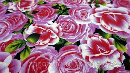 Ткань хард-софт "Поляна Роз" розовые розы - материал состав которого составляет . . фото 1