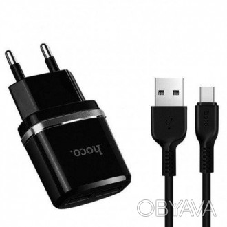 Зарядний пристрій HOCO c12 2 usb порту та кабель мікро