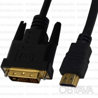 Шнур HDMI, штекер HDMI - штекер DVI, "золочений", з фільтрами, he6м, 3м, в бліст. . фото 1